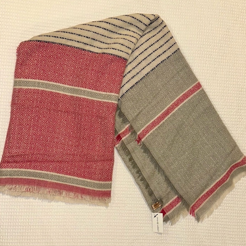 The Paper Store NWT Blanket Scarf Fringe Acrylic Lightweight